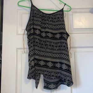 Black and white tribal print tank top blouse